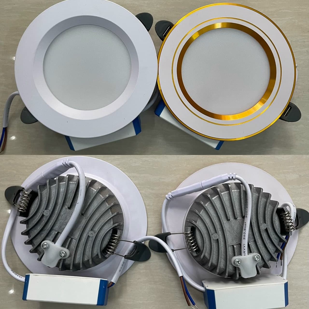 LED Âm Trần 9W Viền Vàng