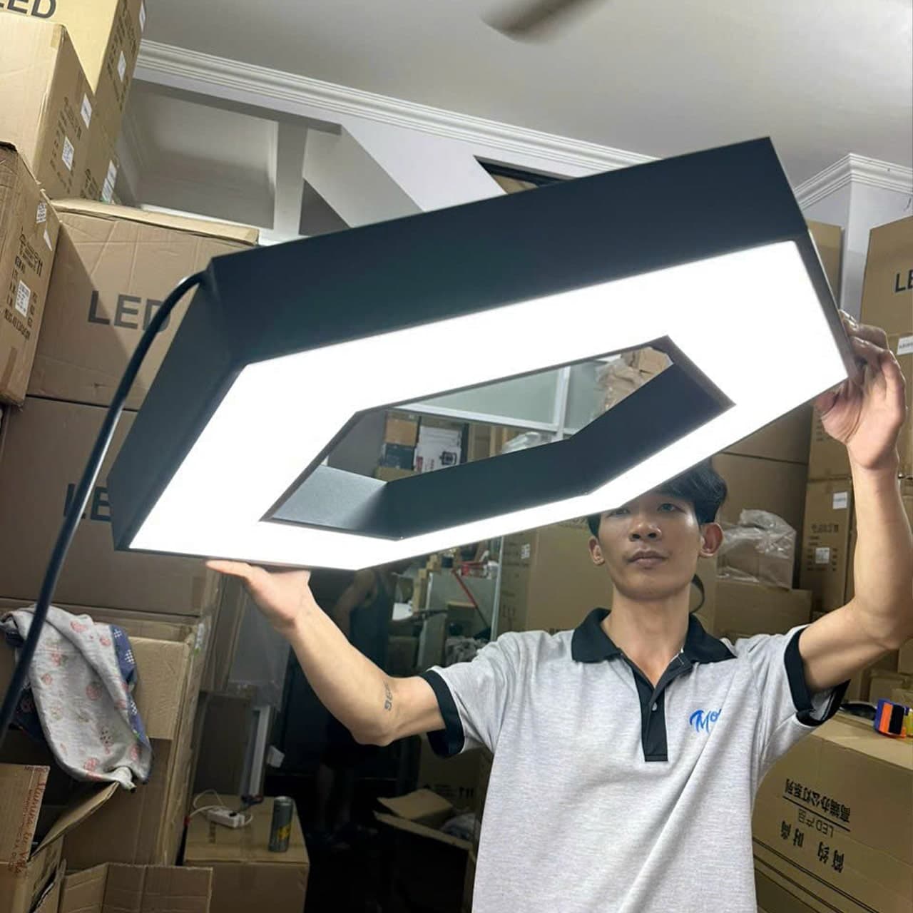 Đèn Thả Văn Phòng Lục Giác Khuyết Ø600 - ảnh phụ 3