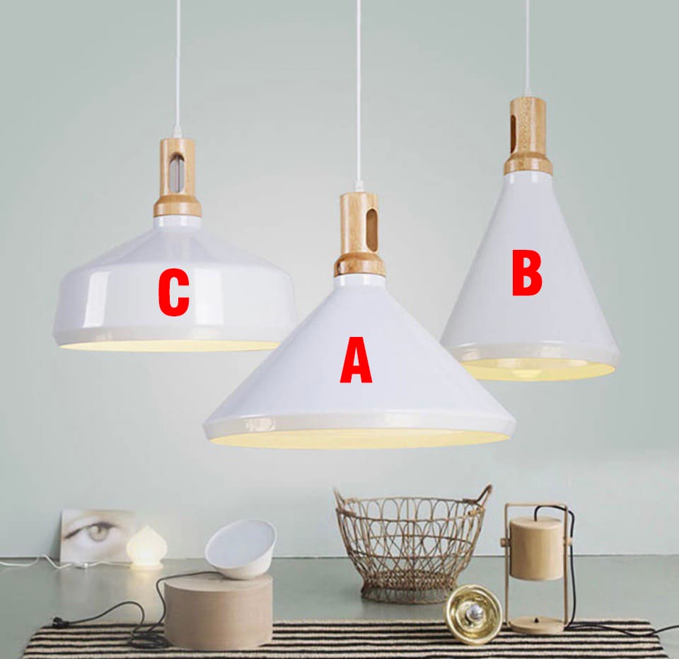 Đèn Thả Trần Chuôi Gỗ Màu Trắng