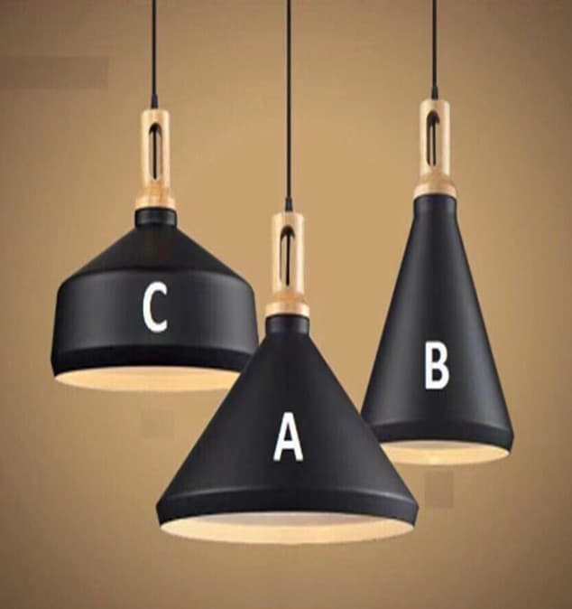 Đèn Thả Trần Chuôi Gỗ Màu Đen